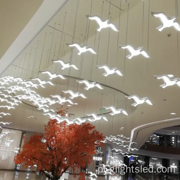 Decoração de vidro em forma de pássaro em hotel led lustre pendente